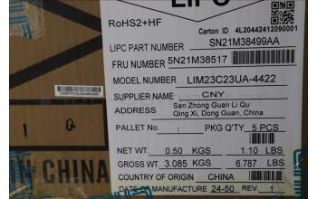 Lenovo 5N21M38517 Keyboard Internal, Ukraine, Black, Non-Backlight, US