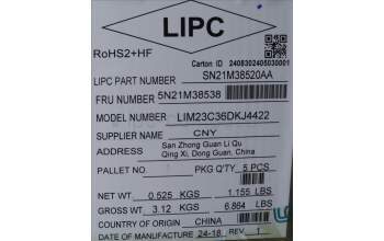 Lenovo 5N21M38538 Keyboard Internal, Danish, Black, Backlight, UK