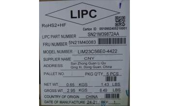 Lenovo 5N21M40083 Keyboard Internal, Spanish, Black, Non-Backlight, w/Number, UK