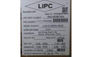 Lenovo 5N21M40090 Keyboard Internal, German, Black, Non-Backlight, w/Number, UK