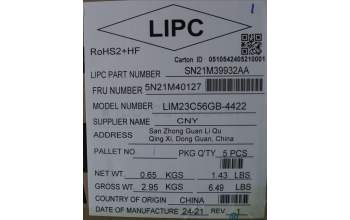Lenovo 5N21M40127 NB_KYB 4C6TT50N-BK-CHY-UK
