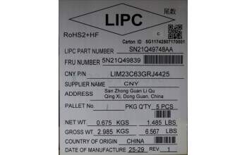 Lenovo 5N21Q49839 Keyboard Internal, Greek, Black, Backlight, w/Number