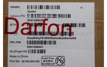 Lenovo 5N21Q56447 Keyboard Internal, Swiss, Black, Non-Backlight, UK