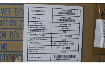 Lenovo 5P51D77220 FRU,150W 92% PSU for MINI5