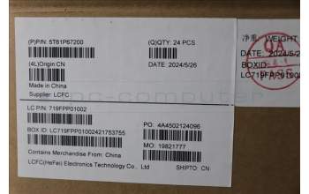 Lenovo 5T61P67200 CS22_3+2bCP,Glass like Mylar,Synaptics PCB,Black,Non-NFC,SOVP&MP,Chicony