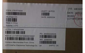 Lenovo 5T61P74242 TOUCHPAD CS21 CP,MLR,BK,NONFC,CHY,EL