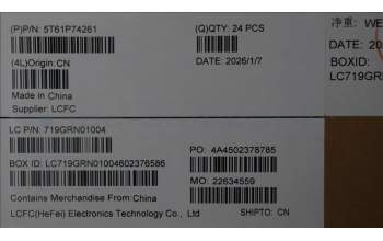 Lenovo 5T61P74261 CS25 3+2bCP, Glass like Mylar, SY PCB, Black, NFC, SOVP&MP, TRI