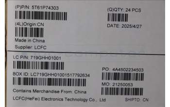 Lenovo 5T61P74303 TOUCHPAD CS25_CP,MLR,BK,NONFC,TRI,SY