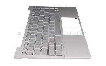 71NIN132077 Original HP Tastatur inkl. Topcase DE (deutsch) silber/silber mit Backlight