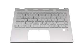 CT:BHYHN00F7E002P Original HP Tastatur inkl. Topcase DE (deutsch) silber/silber mit Backlight