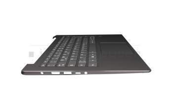 ET171000100 Original Lenovo Tastatur inkl. Topcase DE (deutsch) grau/grau mit Backlight (fingerprint)
