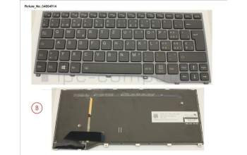 Fujitsu FUJ:CP734333-XX KEYBOARD BLACK W/ BL SWISS