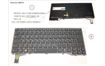 Fujitsu FUJ:CP753601-XX KEYBOARD GERMAN W/ BL