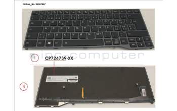 Fujitsu FUJ:CP757813-XX KEYBOARD BLACK W/ BL SWISS