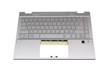 L96519-041 Original HP Tastatur inkl. Topcase DE (deutsch) silber/silber mit Backlight Fingerprint / Hintergrundbeleuchtung