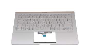 NSK-WR1BU 0G Original Darfon Tastatur inkl. Topcase DE (deutsch) silber/silber mit Backlight