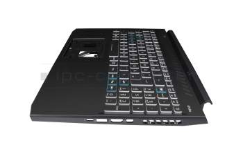PK1333H1A13 Original Acer Tastatur inkl. Topcase DE (deutsch) schwarz/weiß/schwarz mit Backlight (Anschlusskabel 29mm)