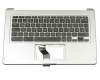 Tastatur inkl. Topcase DE (deutsch) schwarz/silber original für Acer Chromebook R13 (CB5-312T)