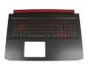 Tastatur inkl. Topcase DE (deutsch) schwarz/schwarz mit Backlight (GTX 1660Ti/RTX 2060) original für Acer Nitro 5 (AN517-51)