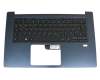 Tastatur inkl. Topcase DE (deutsch) schwarz/blau mit Backlight original für Acer Swift 3 (SF314-52-75ZE)