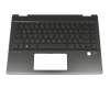Tastatur inkl. Topcase DE (deutsch) schwarz/schwarz mit Backlight original für HP Pavilion x360 14-dh1000