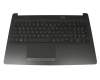 Tastatur inkl. Topcase DE (deutsch) schwarz/schwarz (gebürstete Metalloptik) original für HP 15-da0000