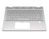 Tastatur inkl. Topcase DE (deutsch) silber/silber mit Backlight original für HP Pavilion x360 14-dh0000