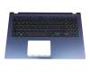 Tastatur inkl. Topcase DE (deutsch) schwarz/blau mit Backlight original für Asus ExpertBook P1 P1510CDA
