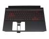 Tastatur inkl. Topcase DE (deutsch) schwarz/rot/schwarz mit Backlight (Geforce1650) original für Acer Nitro 5 (AN515-44)