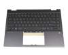 Tastatur inkl. Topcase DE (deutsch) schwarz/schwarz/silber ohne Hintergrundbeleuchtung original für HP Pavilion x360 14-dw1000