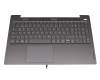 5CB1A29223 Original Lenovo Tastatur inkl. Topcase DE (deutsch) grau/grau mit Backlight Fingerprint