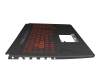 V170762EE1 FR Original Sunrex Tastatur inkl. Topcase FR (französisch) schwarz/rot/schwarz mit Backlight